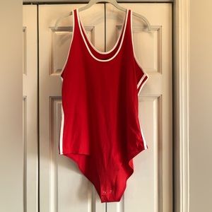 Wild Fable NWT red with white trim & side stripe bodysuit, 1X